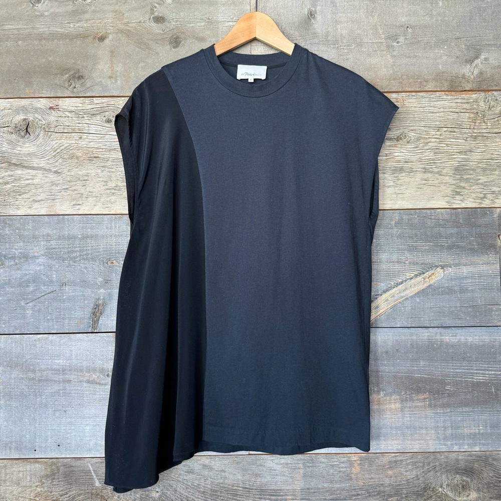 ☀️ Designer 3.1 Phillip Lim Crew Neck Short Sleeve Cotton Satin T-Shirt Sz Large